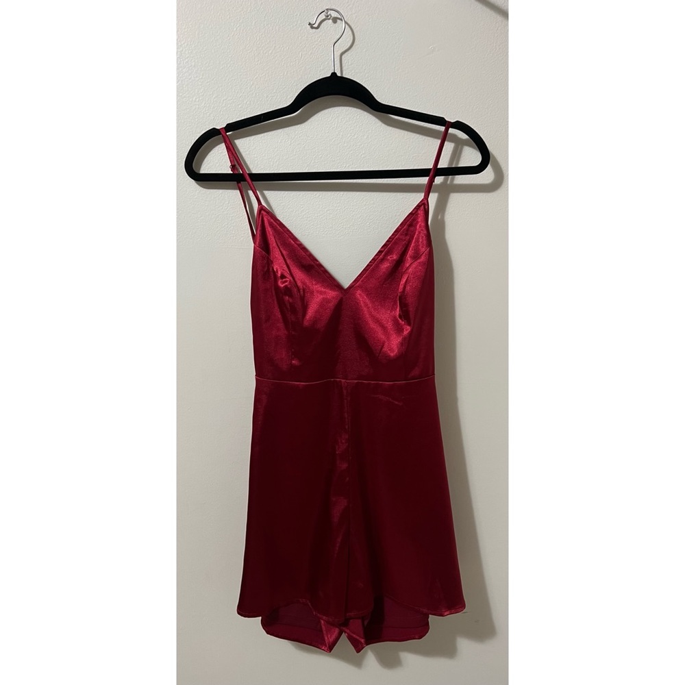 Deep red silk romper